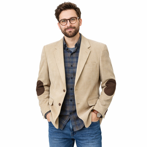 Lauren Ralph Lauren Brown Corduroy Sport Coat 41R Elbow Patch Lined Macys Jacket